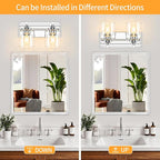 2 Light Modern Bathroom Light Fixtures Over Mirror, Chrome Vanity Lights for Bathroom Wall Sconces with Clear Glass Shades, E26 Socket (Bulbs Not Included)