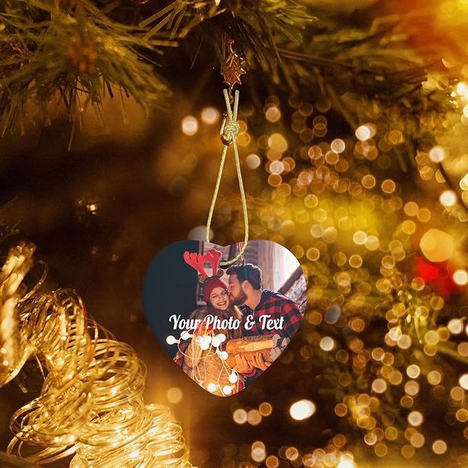 Personalized Christmas Ornaments 2025 Photo Ornament Christmas Tree Custom Ornaments with Picture Customized Ornaments for Family Couples Wedding Xmas Tree Home Decorations Set of 4