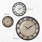 Presentime & Co 13" Farmhouse Series Wall Clock, Vintage Style, Retro Clock, Silent No Ticking, Raised 3D Arabic Numeral, Oil Rubbed Bronze Finish.