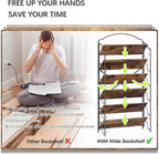 4NM No Assembly Extra Wide Folding Bookshelf for Living Room, 6 Tiers Collapsible Book Shelves Open Industrial Foldable Bookcase Storage Shelf for Home Office - Rustic Brown Black