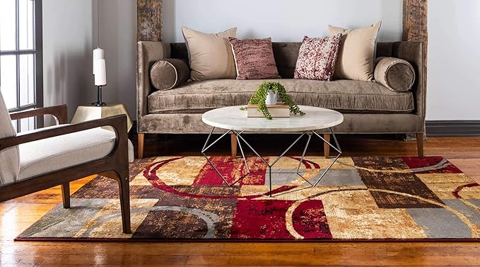 Unique Loom Barista Collection Area Rug - Kouillou (7' 10" x 11' 2" Rectangle, Multi/ Brown)