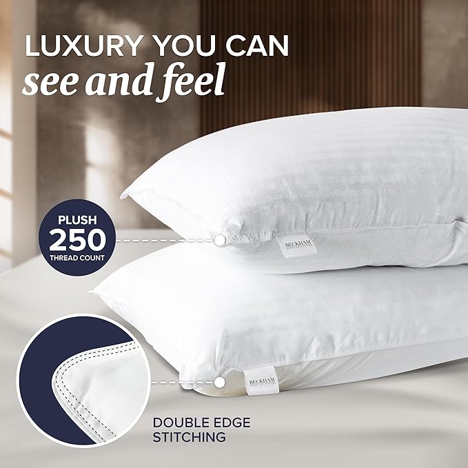 Beckham Hotel Collection Bed Pillows with Cooling Pillowcases for Hot Sleepers, Queen Size Sets of 2, Soft Down Alternative Pillow for Sleeping, Envelope Cases, White