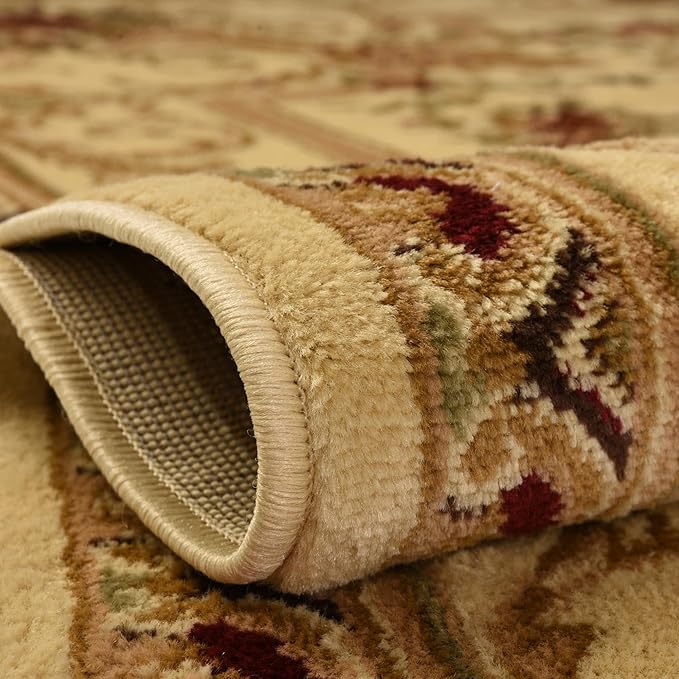 Rugs.com Chateau Collection Rug – 6 Ft Runner Cream Medium Rug Perfect for Hallways, Entryways
