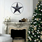 JoyEvy 12.4" Black Barn Star Wall Decor, Metal Stars for Outside or Inside Texas Stars Art Rustic Vintage Western Country Home Farmhouse Wall Decoration