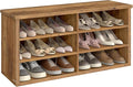 VASAGLE Shoe Bench, Storage Bench, 6 Compartments, Adjustable Shelves, for Living Room, Entryway, Dorm, 11.6 x 39.4 x 19.7 Inches, Honey Brown ULSB036K01