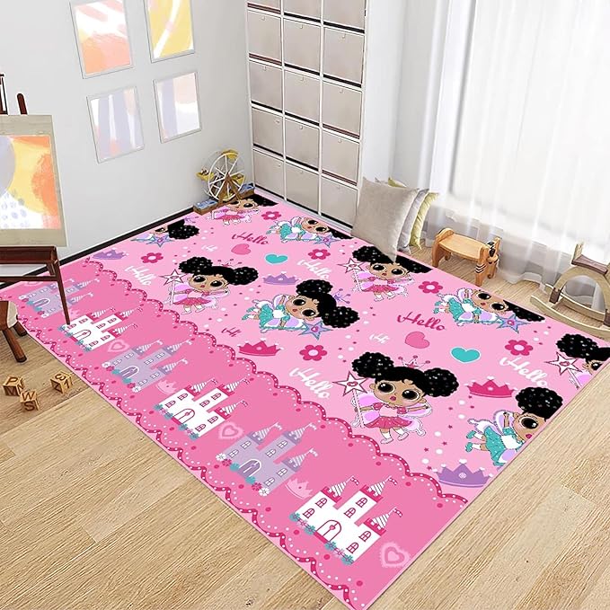 Afro Girl Rug - Cute American Black Girls Area Rug Decor for Bedroom & Living Room, 3x5 Feet