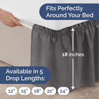 Wrap Around Dust Ruffle Bed Skirt - Dark Grey - for Full Size Beds with 18 Inch Drop - Elastic Strap - Adjustable Pleated Bedskirt with Brushed Fabric and Wrinkle Free - for Women, Men, Kids & Teens