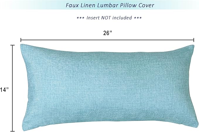 Aiking Home Woven Fine Faux Linen Throw Pillow Cover, Size 14"x26", Aqua