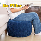 Handmade Unstuffed Ottoman Pouf Cover – Versatile Storage Footstool & Floor Pouf for Living Room, Bedroom, or Wedding Decor | 20" Diameter x 14" Height | Filler Not Included (Navy Blue)