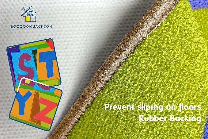 Booooom Jackson Kids Rug ABC Educational Rugs, 4'11x6'7'' Non-Slip Alphabet Carpet Preshool Rug for Kidsroom, Playroom, Daycare, School, Classroom, Yellow