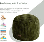 HIGOGOGO Pouf Ottoman Stuffed Round Modern Foam Filled Foot Rest Poufs for Living Room Chair Decorative 26 X 18 Inches Boho Relax Stool for Wedding Christmas Party, Green
