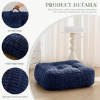 8" Washable Floor Pillow Cushion for Adults, Meditation Cushion Pillow, Removable Tufted Blended Corduroy Cover, Large Square Floor Sitting for Tatami Living Room or Yoga, 22x22 Inch, Machine Washable