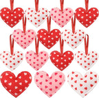 Syhood 12 Pcs Valentine's Day Felt Heart Ornaments Hanging Tree Decor for Wedding, Anniversary, Christmas Party Supplies, Winter Home Decorations(Pink and Red,Simple Style)