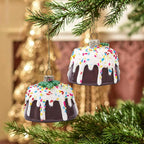 3D Glass Ornaments for Christmas Tree - Chocolate Cake Christmas Tree Decorations for Xmas Home Decor Outdoor Window Centerpiece