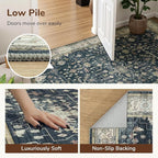 Lessymo 9x12 Area Rugs for Living Room, Large Stain Resistance Washable Rug for Bedroom Dining Home Office, Soft Non-Slip Vintage Floral Oushak Carpet, Boho Moody Farmhouse Decor, Black Brown