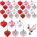Valentines Day Heart Ornaments, 30Pcs Hanging Heart Ornaments, Glitter Multi-color Heart-shaped Baubles for Outdoor Wedding Anniversary Mother's Day Romantic Galentines Valentines Day Party Decoration