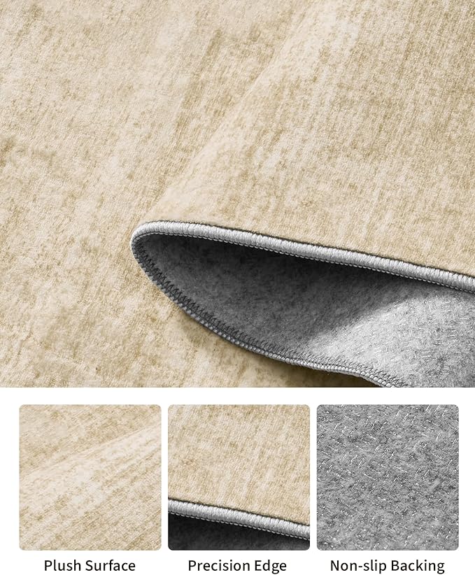 Art&Tuft Non-Slip Runner Rug - 2x12 Runner Rug Washable Low-Pile Rugs Runners, Soft Distressed Carpet Runner for Bedroom Bathroom Kitchen Laundry Living Room, Brown