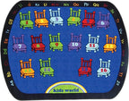 SAFECASTLE Chairs 16 Seats Kids Educational Area Rug – 6'6" x 8'4" – Colorful Numbered Seating Layout with Alphabet Border – Classroom Seating Kids Carpet for Preschool, Daycare & Kindergarten