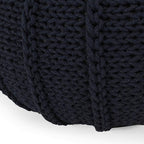Christopher Knight Home Corisande Modern Knitted Cotton Round Pouf, Dark Blue
