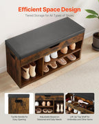 VEVOR Shoe Storage Bench with Padded Cushion, Entryway Bench with Hidden Storage, Holds up to 300 lbs, 31.7 x 12.0 x 17.5 Inches, for Entryway, Hallway, Living Room, Bedroom