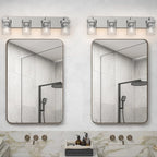 4-Light Bathroom Light Fixtures, Brushed Nickel Vanity Lights for Bathroom, Kitchen, Living Room, Modern Bathroom Vanity Lights with Clear Glass Shades