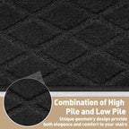 PURE ERA Bullnose Carpet Stair Treads Tape Free Non-Slip Indoor Stair Protectors Pet Friendly Stair Treads for Wooden Steps 9.5" x 30"(2 Pieces,Black Diamond Trellis)