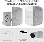 Hansleep Round Pouf Ottoman Foot Rest, 20 x 15 Small Faux Fur Stuffed Pouf for Chair, Foam Filled Foot Stools Ottomans for Living Room, Grey
