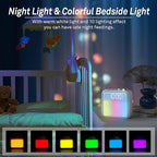 AIRIVO Alarm Clock Night Lights, Built-in Battery Alarm Clock for Bedrooms, 6 Scenes & White Noise Sync, Dual Alarms & Snooze, for Heavy Sleepers, Gifts for Kids Teens
