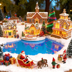 Wehhbtye 59'' x 15.7'' Christmas Village Ocean Display Mat, Christmas Village Miniature Ocean Mat, Xmas Villages PVC Pad Decoration for Holiday Mini Landscape Scene Accessories (Light Blue)