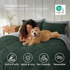 Bedsure Twin Comforter Set - 5 Pieces Reversible Forest Green Bedding, Twin Size Bed Set for All Seasons, Bed in a Bag with Down Alternative Comforter, Sheets, Pillowcase & Sham