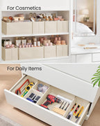 SONGMICS Drawer Organizer, Dresser Drawer Organizers, Set of 6, Foldable Fabric Storage Bins for Socks, Underwear, Bras, Ties, Scarves, Surmmer Sand URDZ006Y01