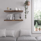 Floating Shelf, Set of 1 Wall Shelf, 24 in W x 12.75 in D x 2 in H Wooden Floating Wall Shelf with Invisible Brackets for Living Room/Bedroom/Bathroom/Kitchen Storage and Decor, Rustic Brown