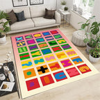Kids Area Rug English Characters ABC and Math Symbols Learning Carpets, Lovely Cartoon Pink Washable Foldable Door Mat Ideal for Living Dining Room Bedside Kids Girls Bedroom, 2x5ft