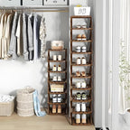 Upgraded The 9-Tier No-Assembly Bamboo Shoe Rack (3–9 Tier), Folding Bamboo Shoe Storage Rack with Zero Assembly Required and Space-Saving Design for Entryway Closet Apartment (Nature, 9 Tier)