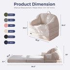 MAXYOYO Folding Sofa Bed with Backrest, Boneless Fold Out Couch Bed with Handle, 2 in 1 Convertible Bean Bag Chair to Floor Sofa Lounger, Comfy Folding Couch for Bedroom & Living Room, Beige