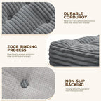 Square Pouf Ottoman, Boho Stuffed Poufs Ottoman Foot Rest with Memory Foam Filled 21.6 x 15.7 inches Modern Corduroy Foot Rest Stool for Living Room, Gray