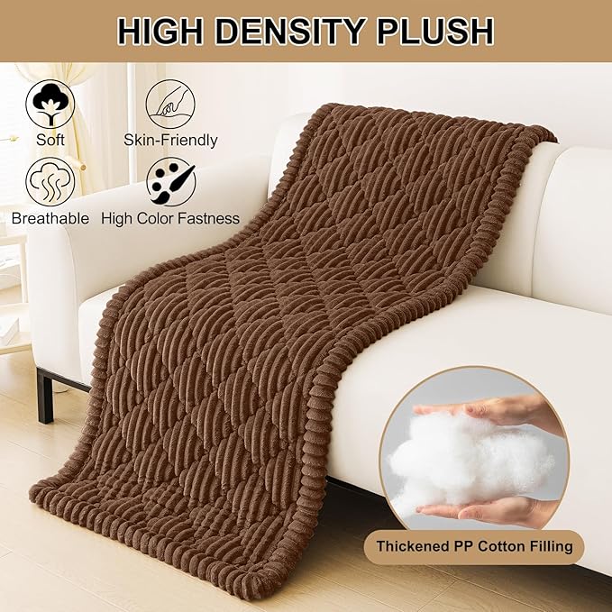 Smiry Pet Couch Cover for Dogs Washable, Non-Slip Fuzzy Couch Covers for 3 Cushion Sofa Pet Friendly, Soft Thick Furniture Protector Sofa Slipcover Mat for Dogs (Chocolate, 27.6" x 59")