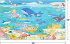 3x5 Small Kids Rug for Bedroom - Washable Soft Ocean Themed Rug for Kids Room, Bathroom and Playroom – Sea Animal Playmat for Children, Toddler, Whale Mermaid & Marine Life Educational Learning Carpet