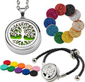 Essential Oil Diffuser Necklace & Bracelet Set for Women 2pcs, for Mom, Tree of Life Aromatherapy Locket + Adjustable Diffuser Bracelet, 20 Refill Pads, Gifts for Women, Sister, Wife