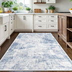 IOHOUZE Abstract Area Rugs 5x7 Ft Washable Rugs for Living Room, Non Slip Dining Room Rug, Printed Faux Wool Rugs for Bedroom, Floor Carpet for Office Nursery Playroom, Light Blue White