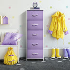Sorbus Fabric Dresser for Kids Bedroom - Chest of 5 Drawers, Tall Storage Tower, Clothing Organizer, for Closet, for Playroom, for Nursery, Steel Frame, Fabric Bins - Wood Handle (Purple)
