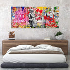 Novatique Colorful Graffiti Canvas Wall Art Street Banksy Wall Art Modern Street Teen Pictures Ready to Hang Banksy Graffiti Posters for Bedroom Living Room, 20”x 28”x 3Pcs