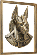JJALIGHTS Animal Heads Wall Decor Anubis Resin Sculptures Anubis the Jackal-headed God Wall Hanging Decoration Imitation Copper vintage Wall Sculpture for Living Room Bedroom Office