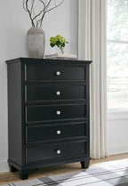 Signature Design by Ashley Lanolee Traditional 5 Drawer Chest for Bedroom, Black