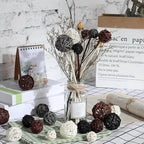Patelai 72 Pcs Wicker Rattan Balls Decorative Balls for Vase Centerpiece Bowls Orbs Filler for Spring Summer Craft Home Decor, 4 Sizes(White, Dark Gray, Brown, Black)