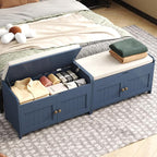 HOMEFORT 30" Shoe Bench with Lift Top Storage, Entryway Bench with Cushioned Seat, Wooden End of Bed Bench, Shoe Cabinet Bench with Hidden Storage Space, for Bedroom, Hallway, Blue