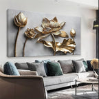 Canvas Art Wall Decor Print Modern Minimalist Flower Paintings Gold Wall Art Prints Floral Wall Art Pictures For Bedroom Kitchen Office Artwork 20"×40"