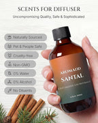 Aromadd Santal Diffuser Oil Inspired by Luxury Hotel Scent, Essential Oils for Waterless Diffuser, Warm Sandalwood & Amber Aroma, Long-Lasting & Natural Home Fragrance - 6.76 fl oz (200 mL)