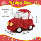 Positive Funny Crochet Car, Emotional Support Mini Handmade Crochet Gift, Inspirational Birthday Gifts for Men Women Friends Boyfriend Dad Coworker, Red