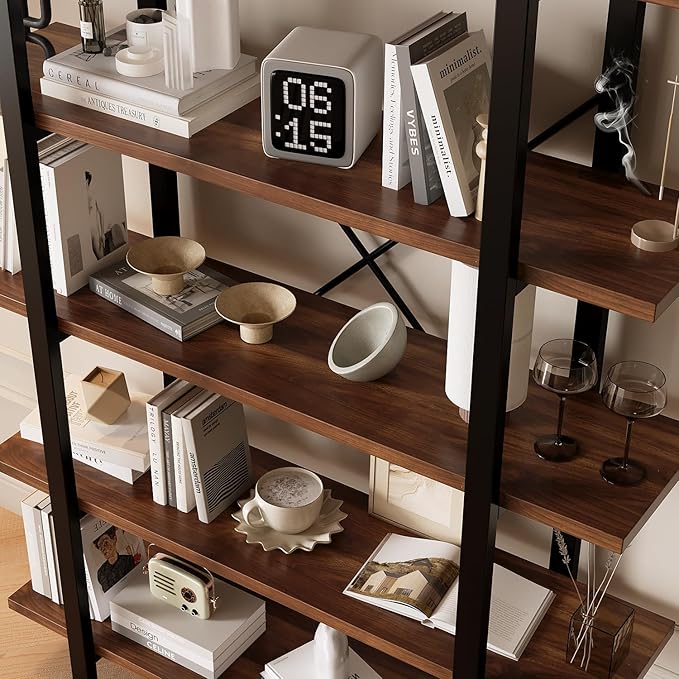 Bookshelf, Industrial Style Bookcase, Book Rack, Storage Rack Shelves in Living Room/Home/Office, Books Holder Organizer for Books/Movies (5-Tiers)